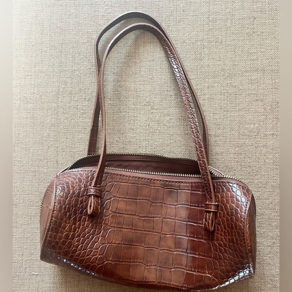 Anthropologie brown crocodile shoulder bag